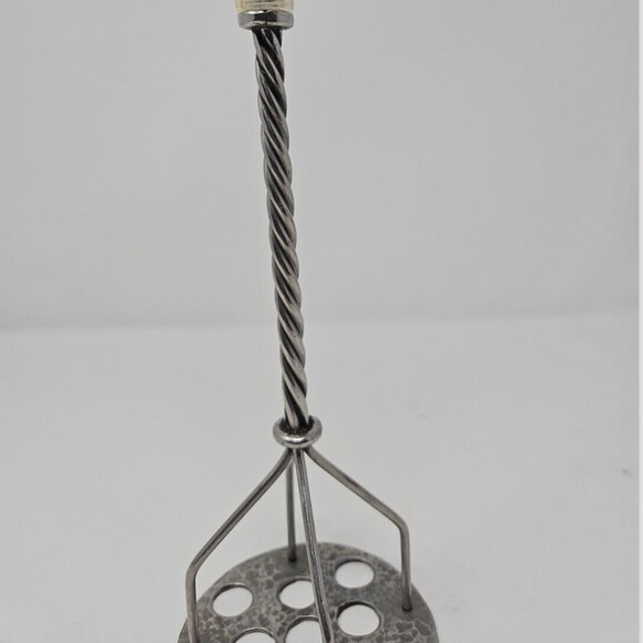 Vintage Hand Hammered Pewter Lucite Potato Masher Kitchen Utensil Artisan Craft - Picture 2 of 6